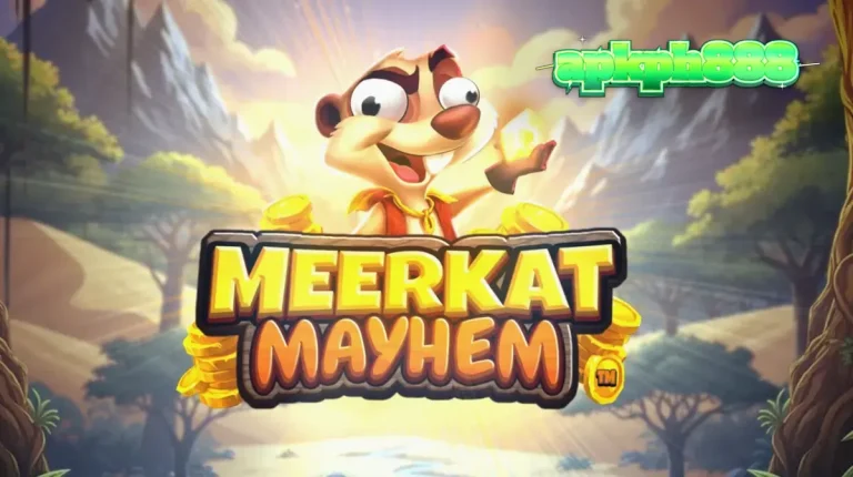 Pemandangan gurun pasir dengan karakter meerkat dalam slot Meerkat Mayhem
